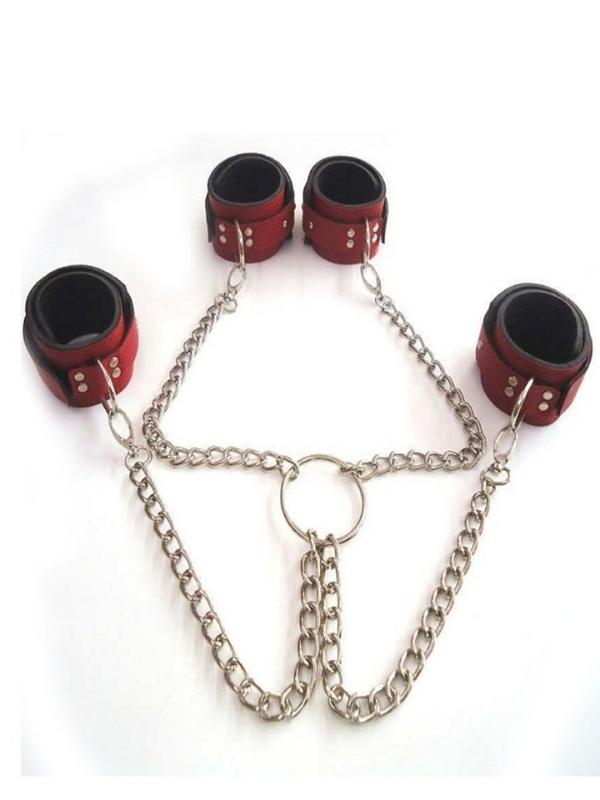 Kırmızı Deri El Ayak Kelepçesi