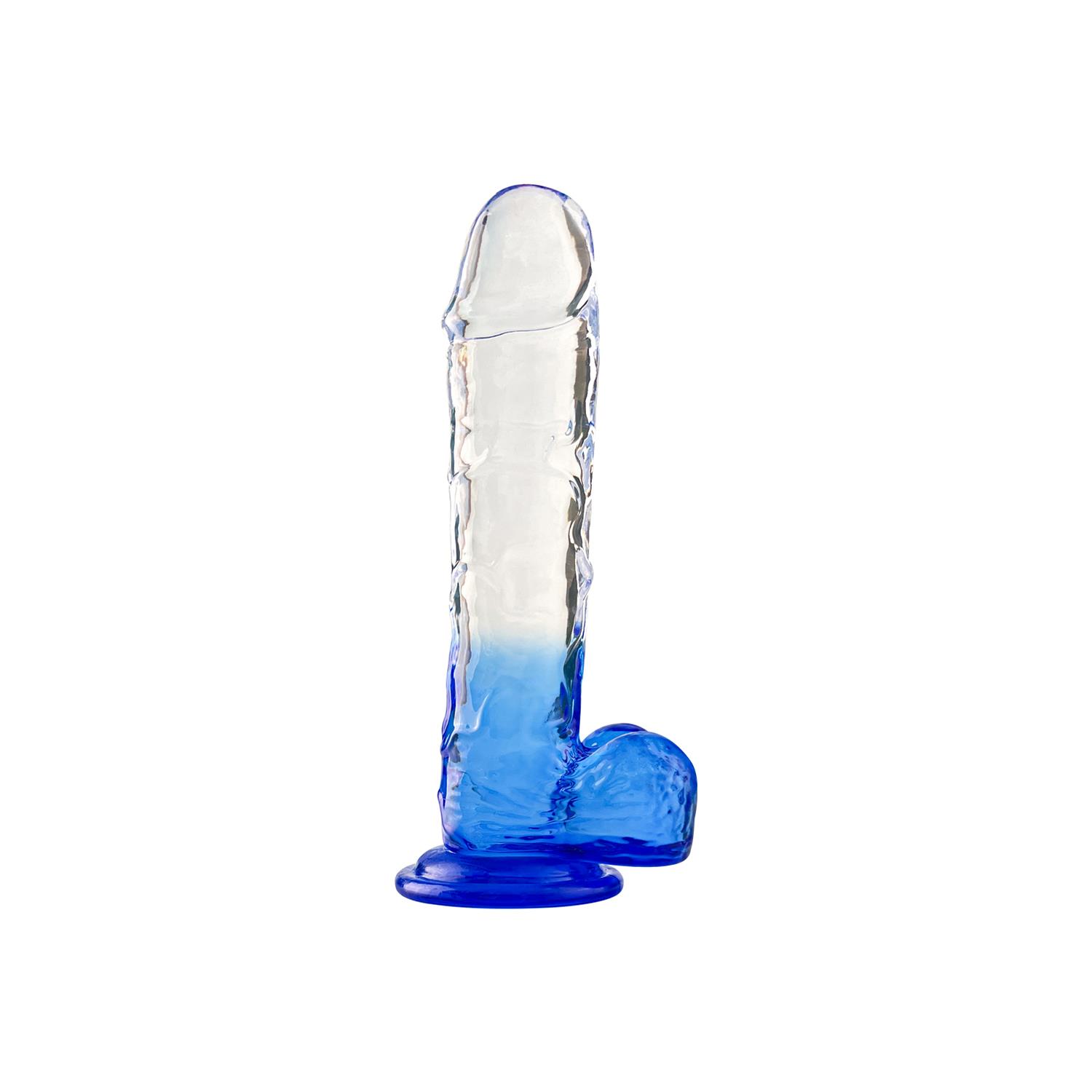 Ero Shop Silikon Şeffaf Mavi Realistik Dildo – 17,5 cm