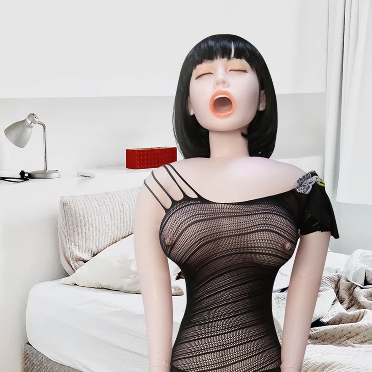 Şişme Kadın Manken Kumral 155 cm – Gerçekçi PVC Tasarım 3 Boyutlu Yüz ve Saç